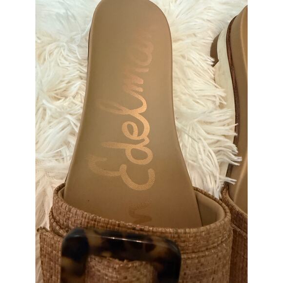 Sam Edelman.Slip On w/Tortoise Buckle & Straw Material Strap Brown Shoes. 6.5 - Picture 4 of 6